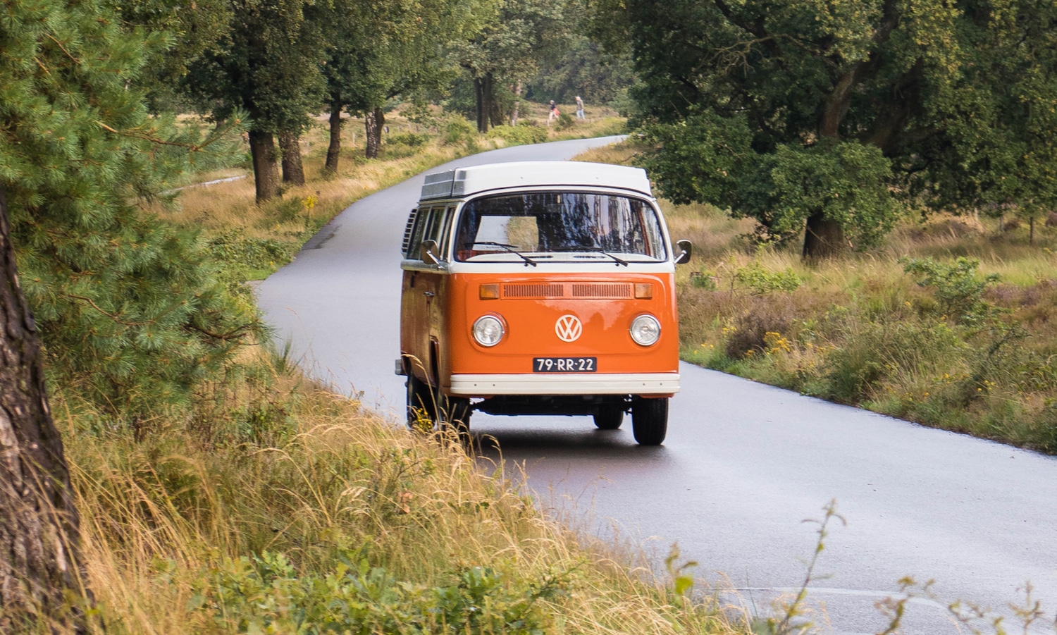 Oranje Volkswagen T2 camperbusje huren in Gelderland